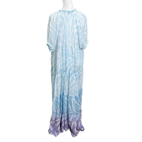 Oliphant Zebra Print Maxi Dress Women’s Size Small Blue Ombré Ruffle Tiered - Picture 7 of 12